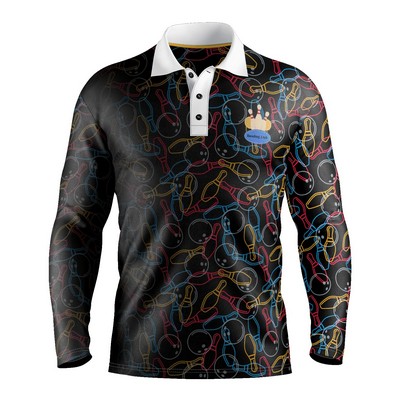 Sublimation Long Sleeve Polo - Performance Mesh Options - Men, Women, Kids