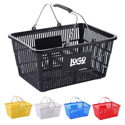 Sturdy Stackable Plastic Storage Basket w/ Handles