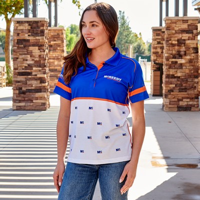 Short Sleeve Tri-Color Contrast Striped Sleeve Trim Piping Side Shirt