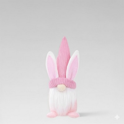 Easter Bunny Gnome Plush Handmade Spring Rabbit Tomte Long-Eared Figurine with Easter Egg/Carrot